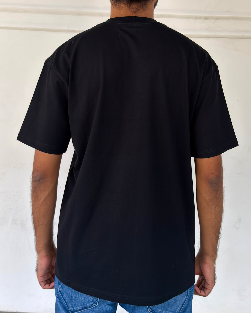 Oversized Tee – Black | Bold Chest Logo