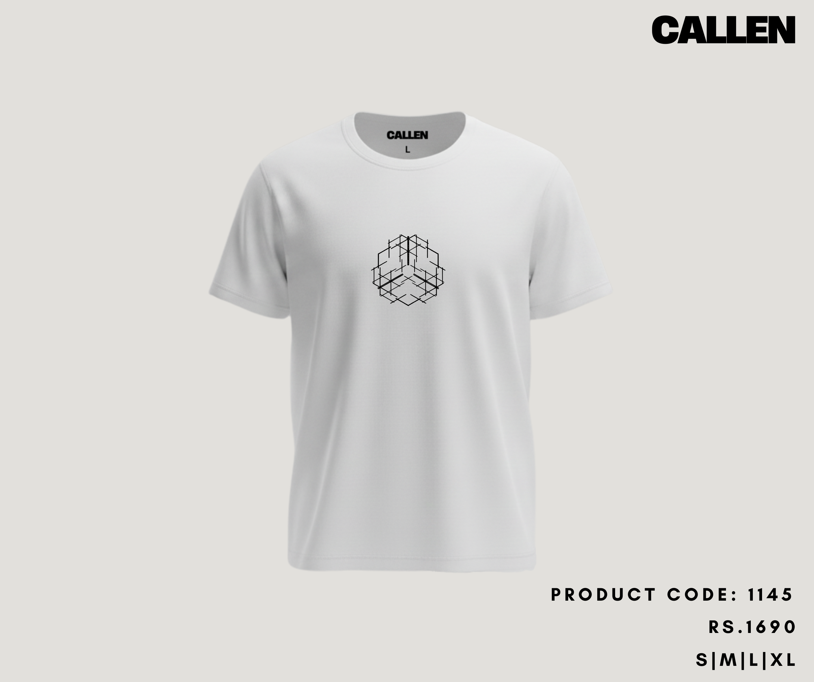 Geometric Cube Design Unisex T-Shirt - White