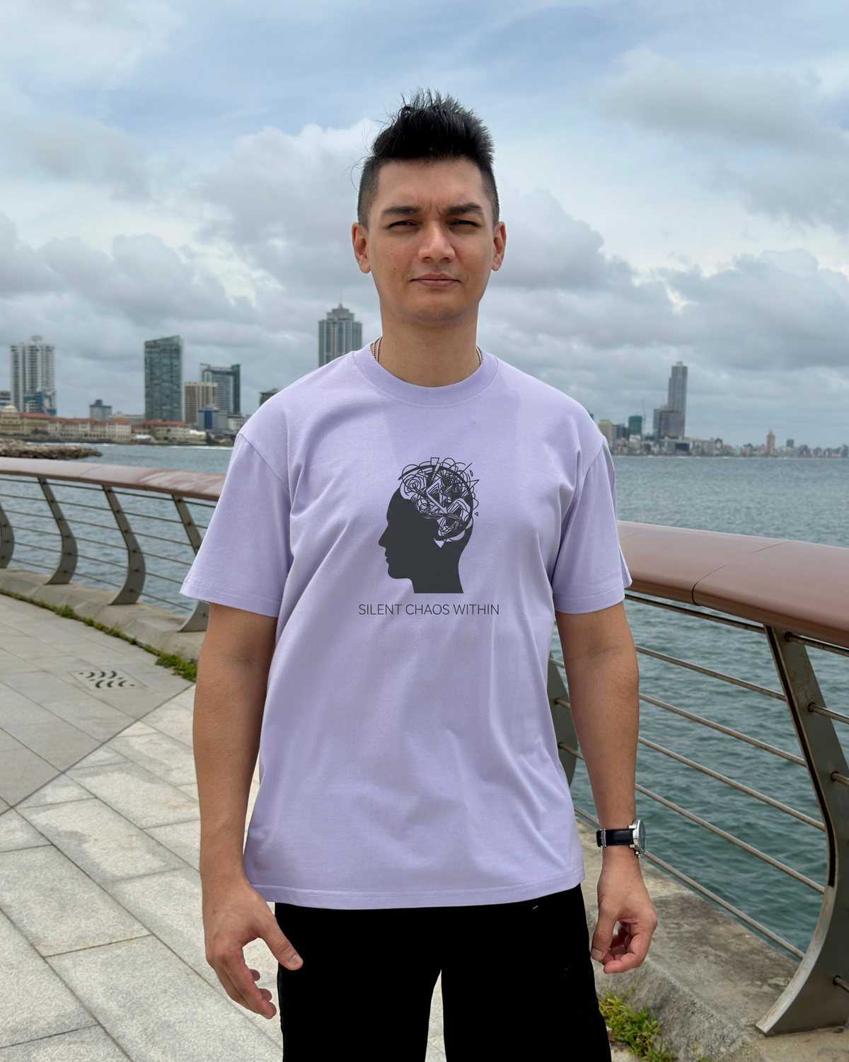 Silent Chaos Within Oversized T-Shirt - Light Purple